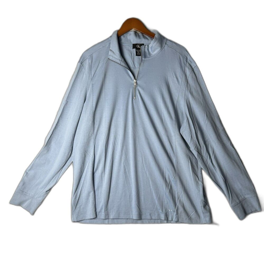 Calvin Klein Quarter Zip Shirt Mens 2XL Long Sleeve Pullover Modern Preppy